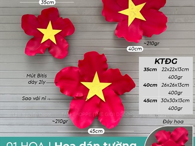 Hoa cờ Việt Nam cao cấp [Nhẹ - 3 Size] 35-40-45cm CANHHOA-12